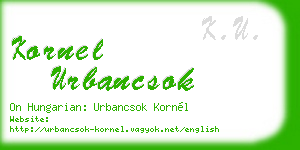 kornel urbancsok business card